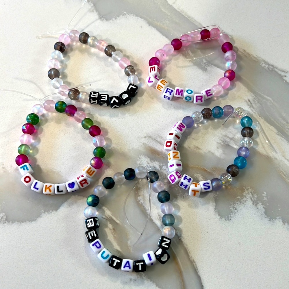 Swifties bracelets!! Colorful and fun to trade at Taylor’s Eras tour.